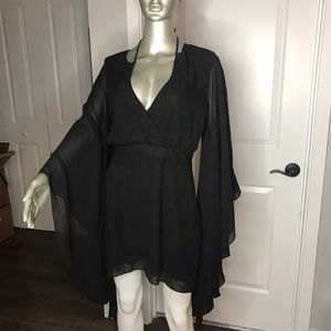 NEW Nasty gal witchy black bell sleeve dress